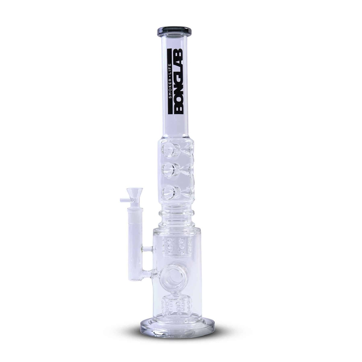 Bong Heavy Trash Bonglab transparente con logo negro
