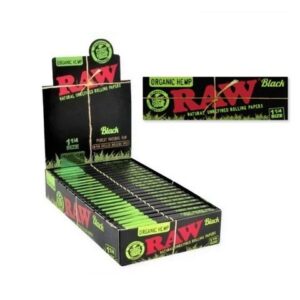 Display de 24 libritos de papelillo RAW Black Organic Hemp 1¼