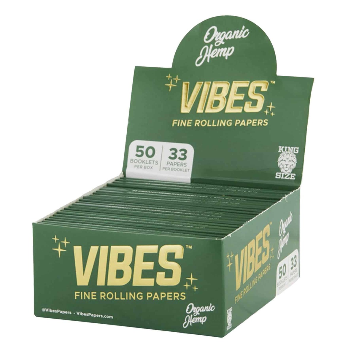 Display de 50 libritos de papelillo Vibes Organic Hemp King Size Slim
