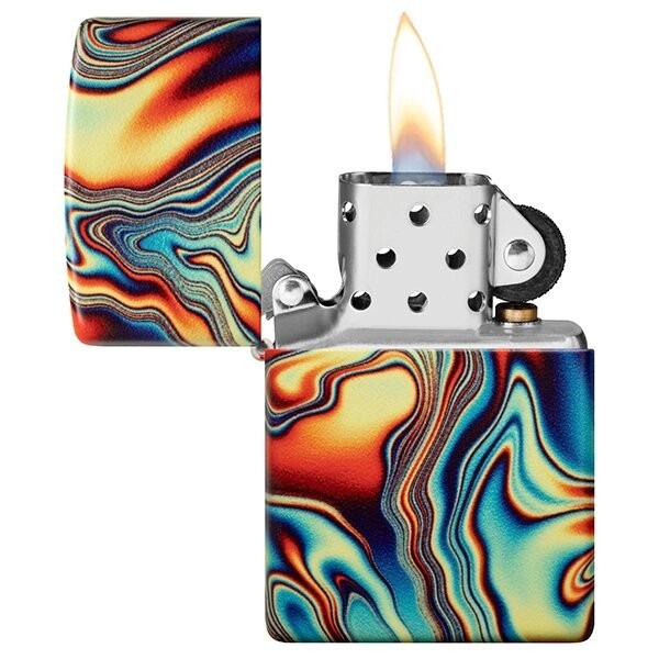 Zippo Swirl Pattern abierto encendido